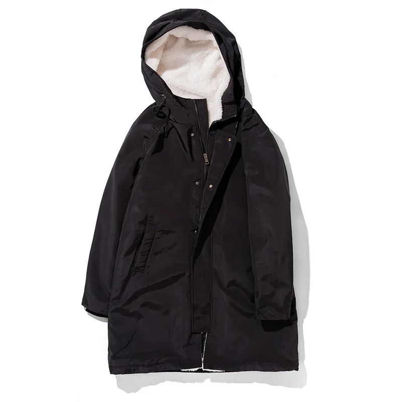 GXXH длинное мужское замшевое пальто на молнии, однобортное Мужское пальто с меховым воротником, свободное черное XXL-7XL мужское зимнее пальто