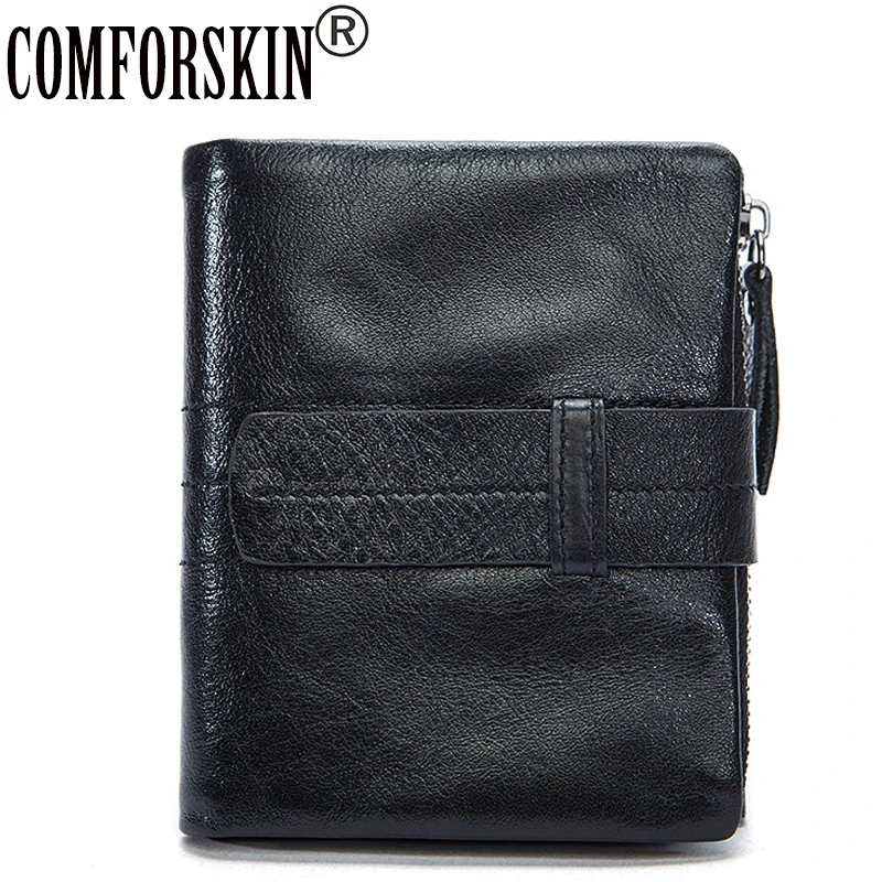 

Vintage Thread Zipper Coin Purses for Men 2017 Hot Selling 100% Premium Cow Leather Brand Designer Business Short Men Wallets