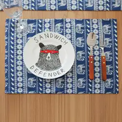 Синий слон шаблон хлопчатобумажной ткани место Коврики двойной японском стиле Таблица Коврики украшения дома