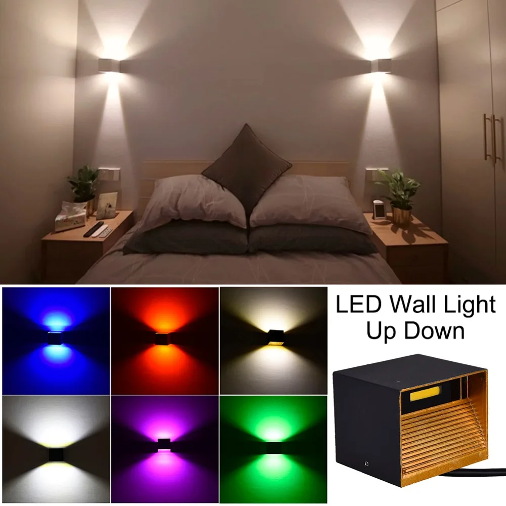 

KPSGBT modern wall sconces waterproof bedroom wall lights 12W COB Aluminum outdoor backyard lights AC85-265V