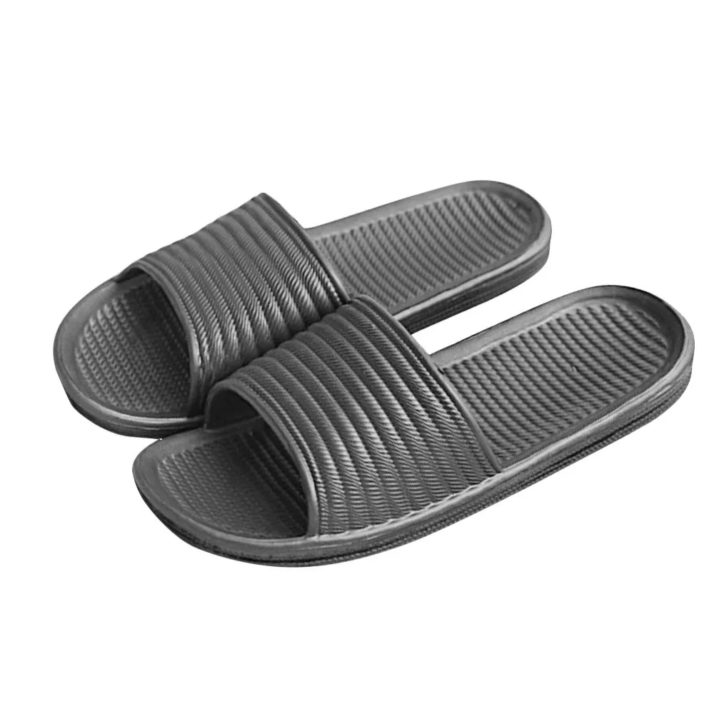 

Hot Summer Mens Bathroom Bedroom Slippers Man Stripe Antiskid Flat Bath Slip Slippers Indoor & Outdoor Slippers Shoes Mens 2018