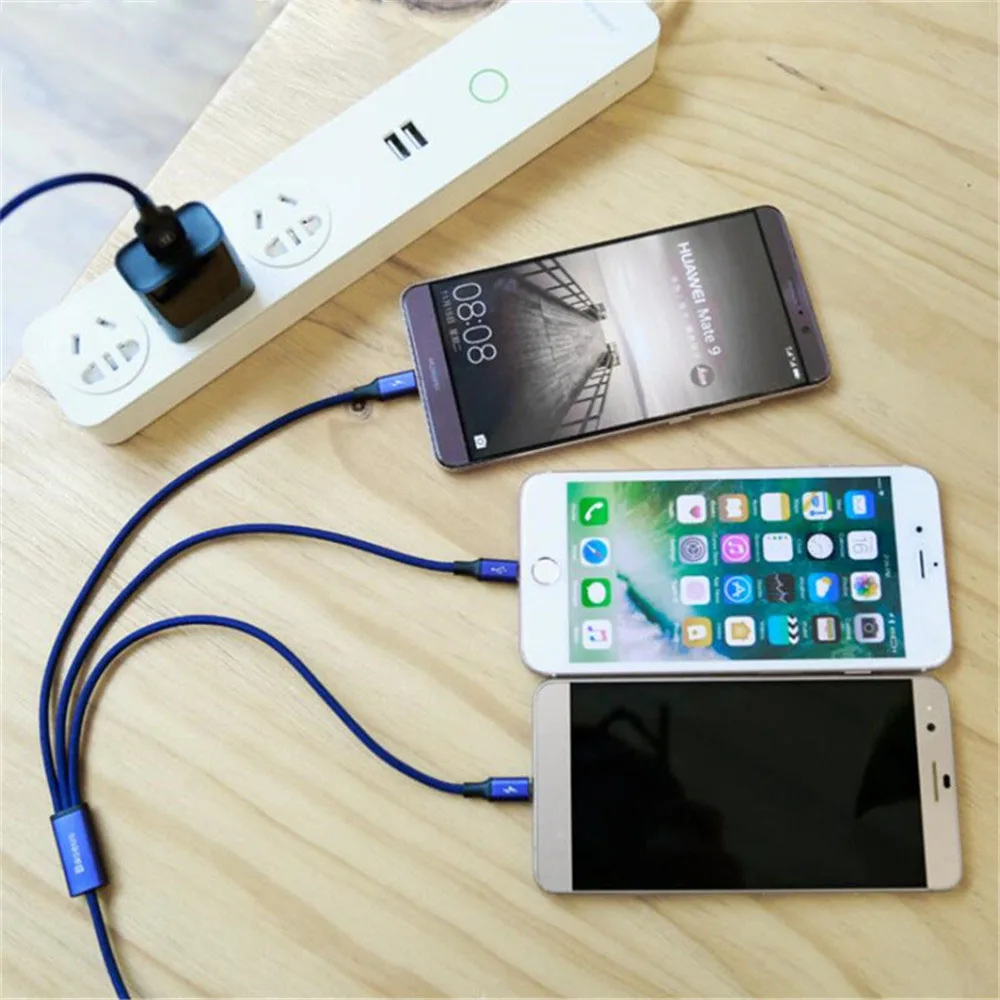 

2.4A Fast Charger 3 in 1 Micro USB 1.2M Cable for iPhone/Android/Type C Universal for Mobile Phones Charging Cables 8 Pin Quick