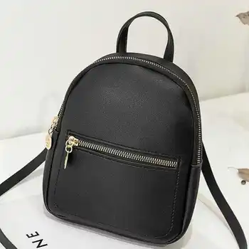 

NEW Women Girls Zipper Mini Backpack Faux Leather Softback Backpack