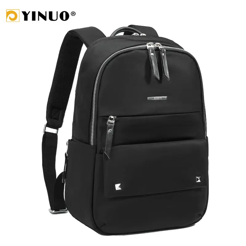 YINUO женский рюкзак для 12 дюймов 13 дюймов 14 дюймов рюкзак для ноутбука водонепроницаемый большой емкости Противоугонная Подростковая дорожная сумка Mochila - Цвет: Черный
