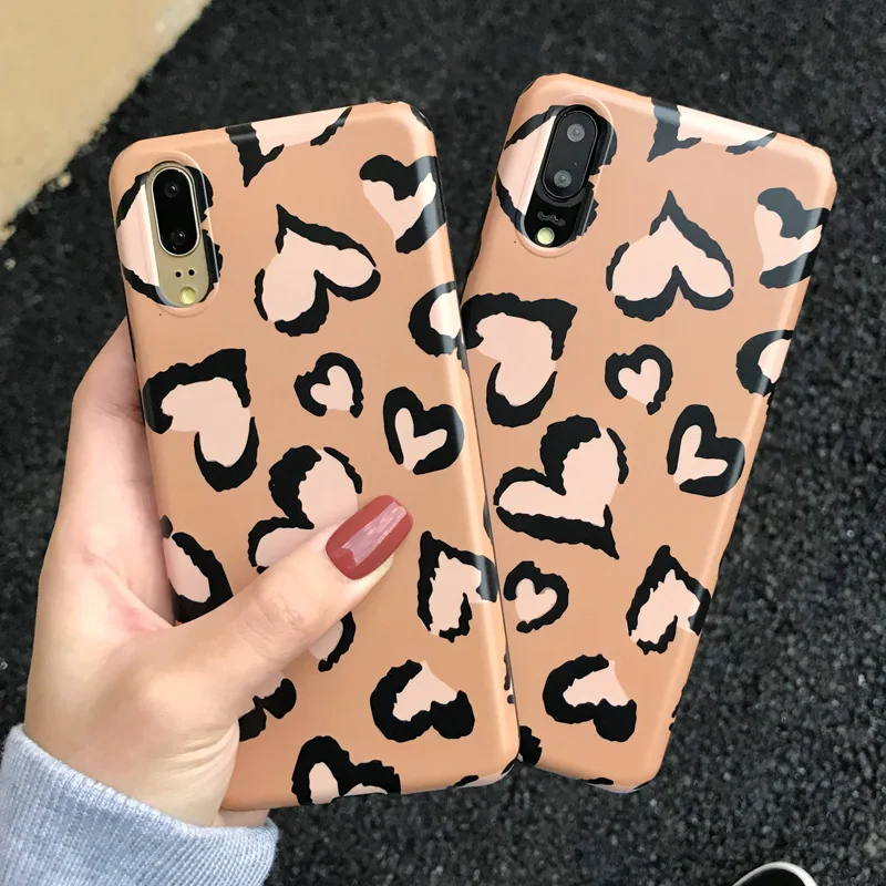 For huawei P20 love heart leopard Case sooth skin Soft back phone Cover for Huawei pro nove2S nova3 3i honor10 9 mate20 |