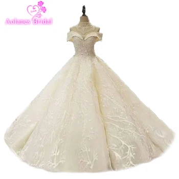 

Elegant Lace Princess Wedding Dresses 2018 Beading Appliques Vintage High Quality Bride Dresses Robe De Mariage Plus Size Bridal