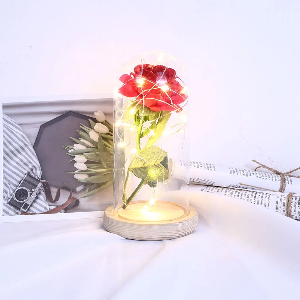 

New LED Flashing Luminous Artificial Preserved Rose Romantic Decorative Flower Wedding Valentine's Day Gift for Lover Birthday
