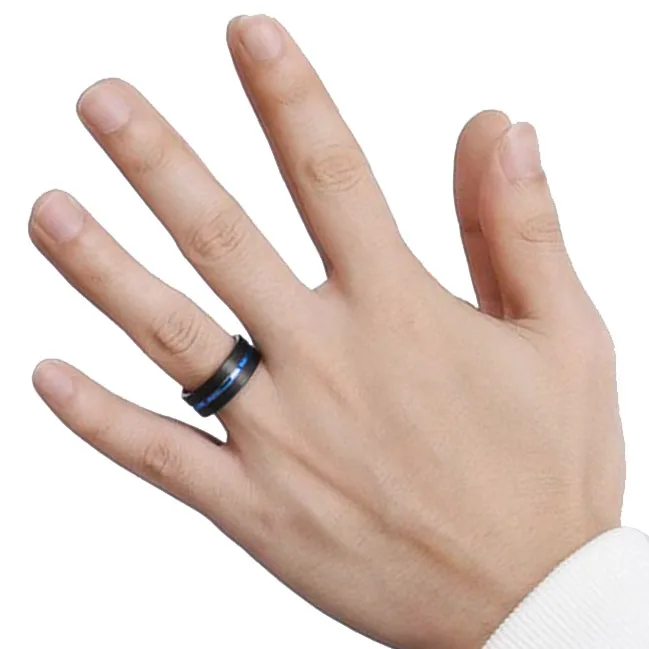 His & Hers Couples Ring Sets Womens Black Gold Filled Blue Stone CZ Engagement Bridal Rings Mens Stainless Steel Wedding Band