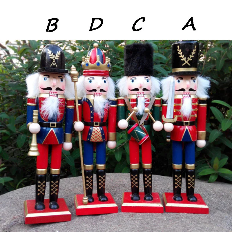 

4pcs/Set 30cm Figures Model Puppet Dolls Christmas Gifts For Children Classic Retro Wooden Nutcracker Collectibles Home Decor