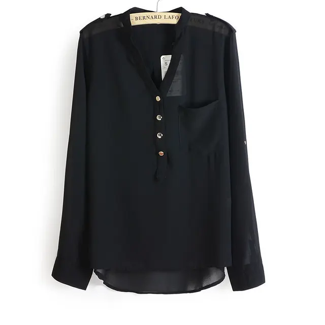 Aliexpress.com : Buy Epaulet Women Shirt Button V Neck Woman Chiffon ...