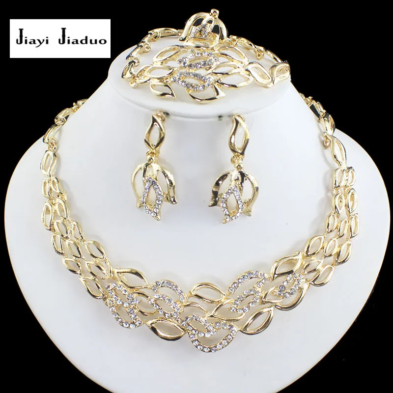 Jiayi jiaduo свадебный ювелирный набор золотого цвета с кристаллами ожерелье серьги ожерелье для индийской женской одежды подарок parure bijoux