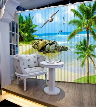 

beach curtains Beautiful Photo Fashion Customized 3D Curtains Blackout curtain tree curtains