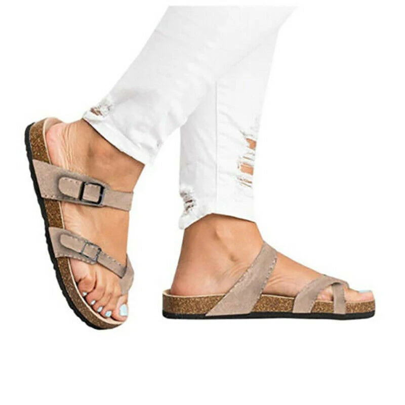 

2019 New Women Sandals Open Toes Ankle Strappy Flat Heel Flip Flops for Summer Beach BS88