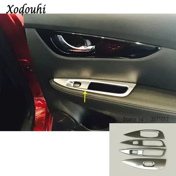 

For Nissan Qashqai 2016 2017 2018 Car ABS Chrome Door Window Glass Interior Panel Armrest Lift Switch Button Trim Frame 4pcs