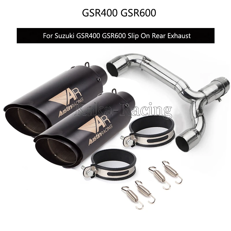 For Suzuki GSR600 GSR400 BK 400 600 Motorcycle Exhaust System Mid link Pipe + 2pcs AR Austin Racing Escape moto Slip On | Автомобили и