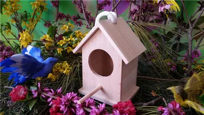 Outdoor wooden nest breeding box Bird house sparrow nest gardening ornament  garden small wooden birdcage box decor