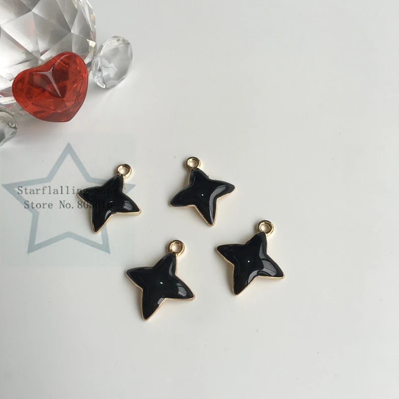 

19*16MM 80Pcs Black Star Shape KC Color Glazing Alloy Jewellery Pendants Jewelry Charms