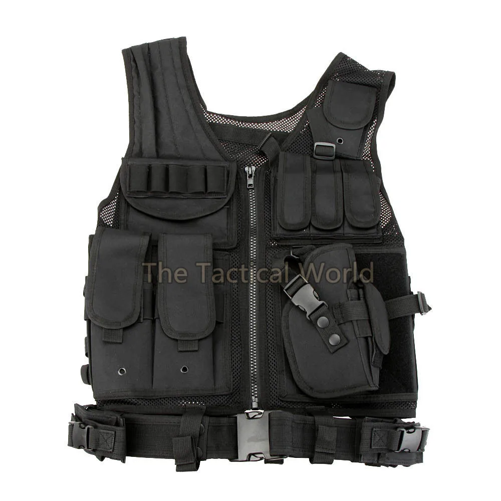 

Men US Army Combat Tactical Vest Military Paintball Airsoft Camo Molle Vest W/ Holster Outdoor Hunting Training Fishing Clothing