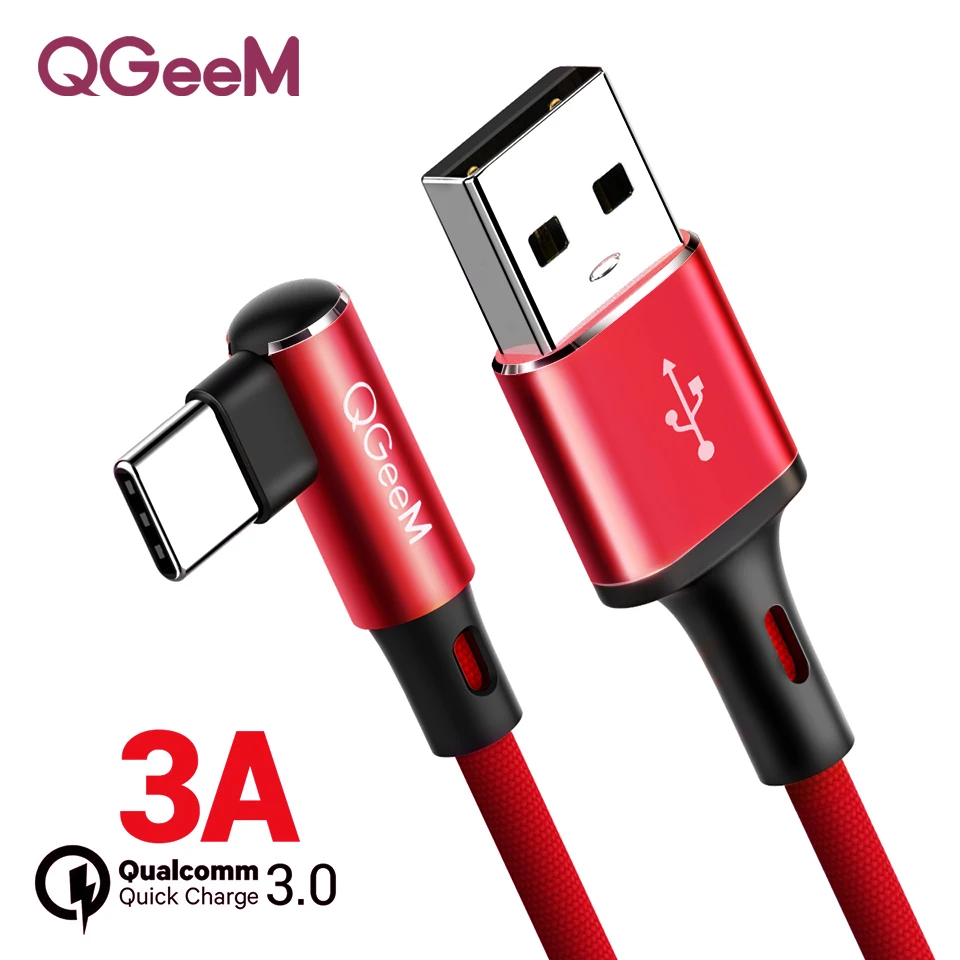 

QGEEM USB Type-C Cable For Samsung Note 8 S8 Xiaomi mi A1 Cell Phone Type C Cable Fast Charging Cable USB Type C Charger Cable