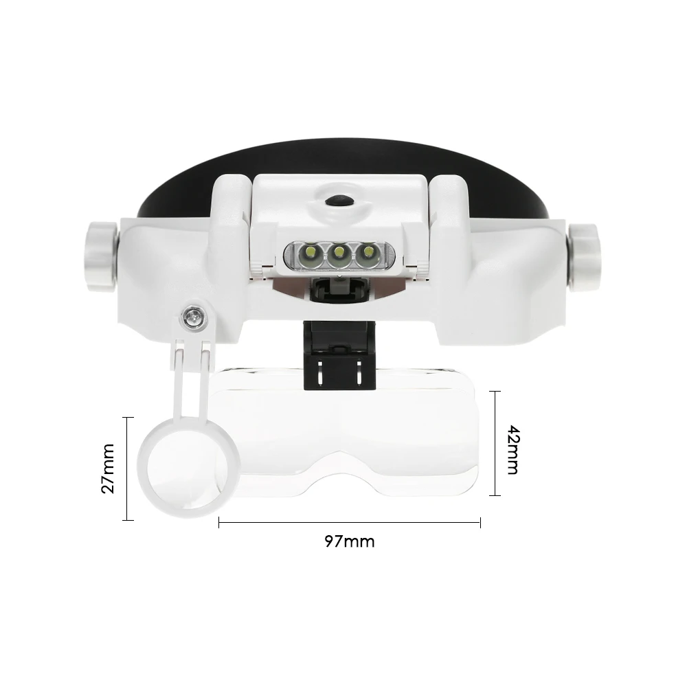 Мульти-функциональное оголовье лупа светодиодный носимые Лупа с 5 сменными линзами 1X 1.5X 2X 2.5X 3.5X 8X