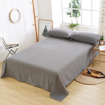 

Home Textile Solid Color King Bed Sheet Soft Cotton Bedding Sheet Bed Flat Sheet Pillowcase Gray Sleeping Bed Covers