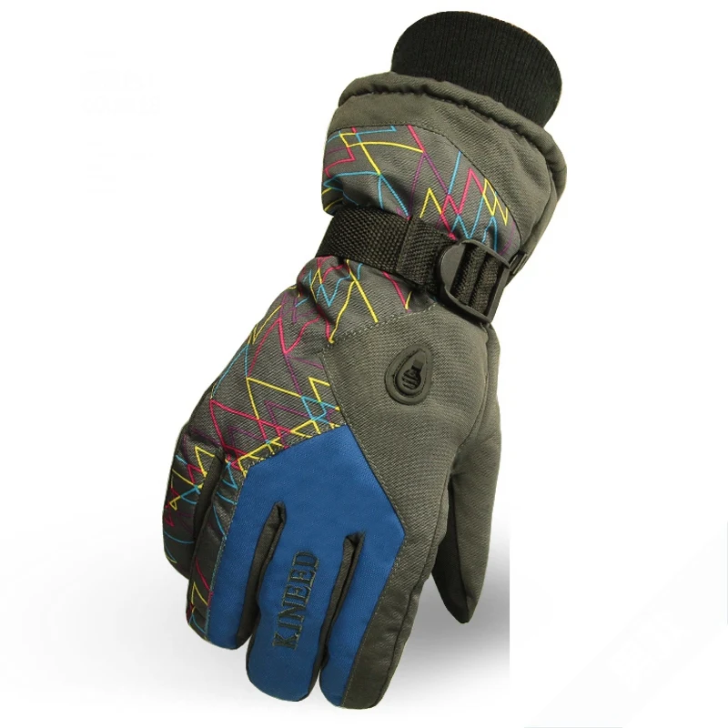 6 видов цветов, зимние мужские лыжные перчатки, перчатки для сноуборда, снегохода, мотоцикла, зимние лыжные перчатки для верховой езды, альпинизма, водонепроницаемые зимние перчатки - Цвет: Синий