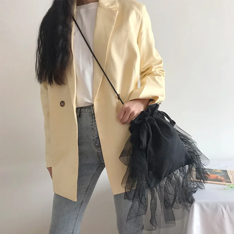 

black Bag Canvas Bags Shoulder Large Capacity Shopping Bags Breathable Hand-held Mesh Hollow Beach Cotton Mesh Bag Shopper