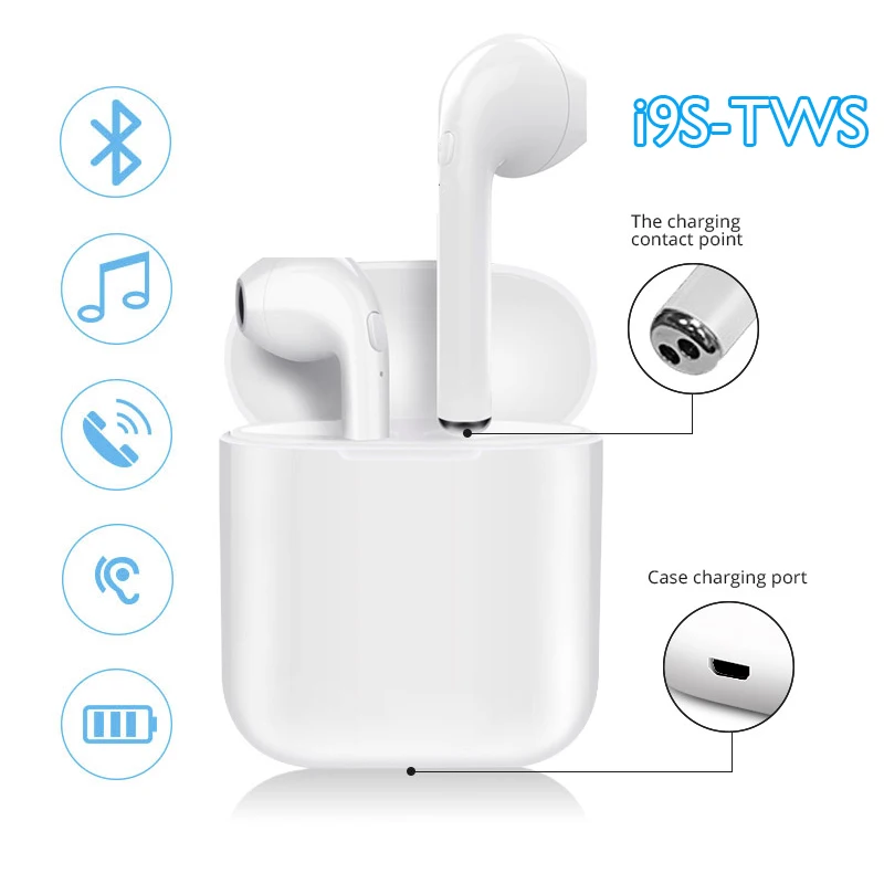 

Bluetooth Earphone i9 TWS Wireless Mini Headset Earbuds For Phone Meizu Sony Sport Earbuds With Mic Charging Case Gaming Headset