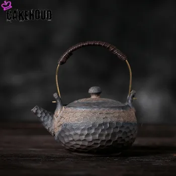 

CAKEHOUD 230ml Handmade Japanese Retro Teapot Ceramic Kungfu Teapot Large Capacity Pu'er Tea Container Drinking Utensils