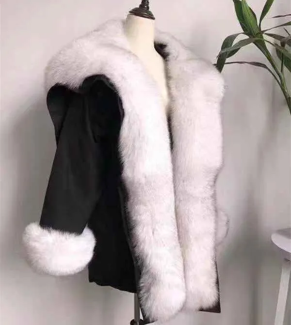 Fourrure Capuchon De Fox Bas Raccoon Raton Col Parka Survêtement Laveur Manteau Veste Vers À Collar Real real Fur Fur Réel Naturel Le Surdimensionné D'hiver 5wq7OT5