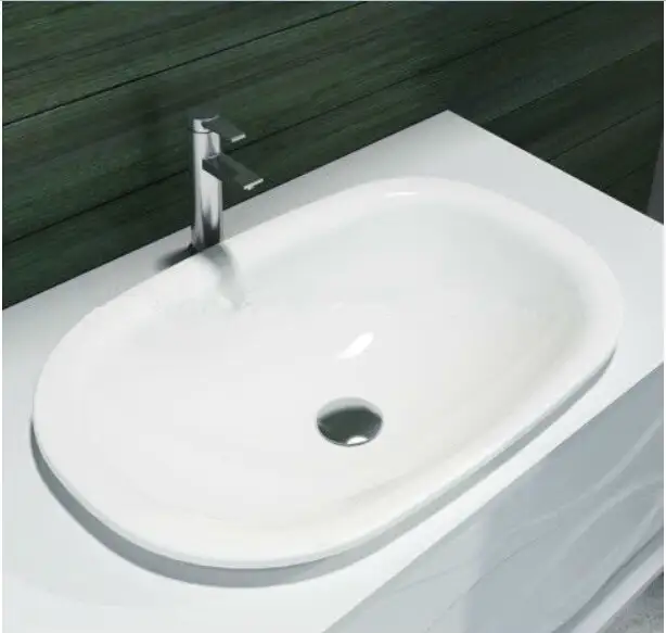 Oval Bathroom Solid Surface Stone Counter Top Vessel Sink