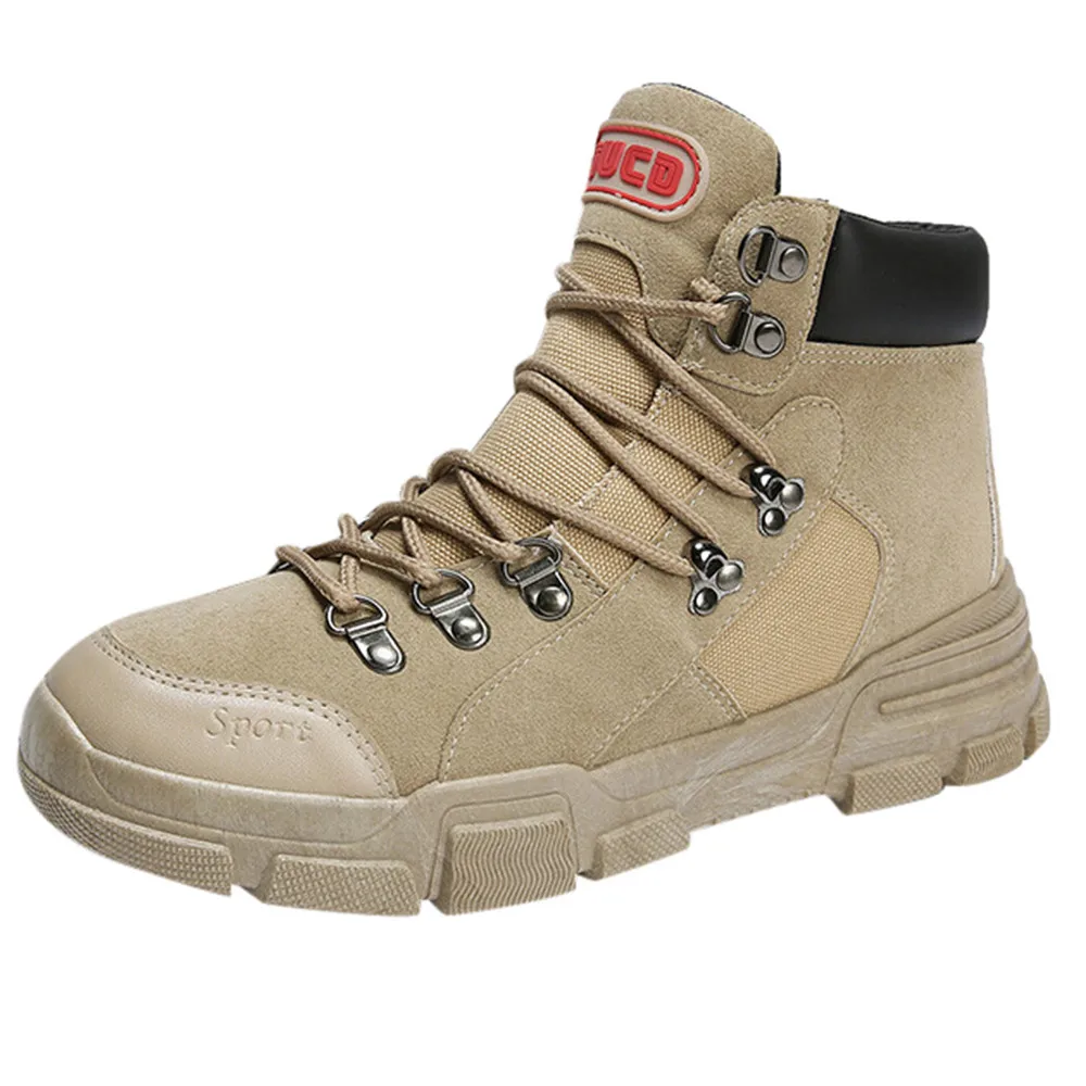 Khaki SAGACE/Мужские дышащие кроссовки на плоской подошве; удобные рабочие ботинки; сезон осень-зима; мужские ботинки; - Цвет: Khaki