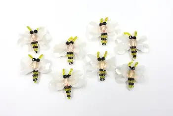 

White Bees Beaded Patches Applique Vintage Fashion Patch for Coat Dress Sweater DIY Craft Supplies DHL Free