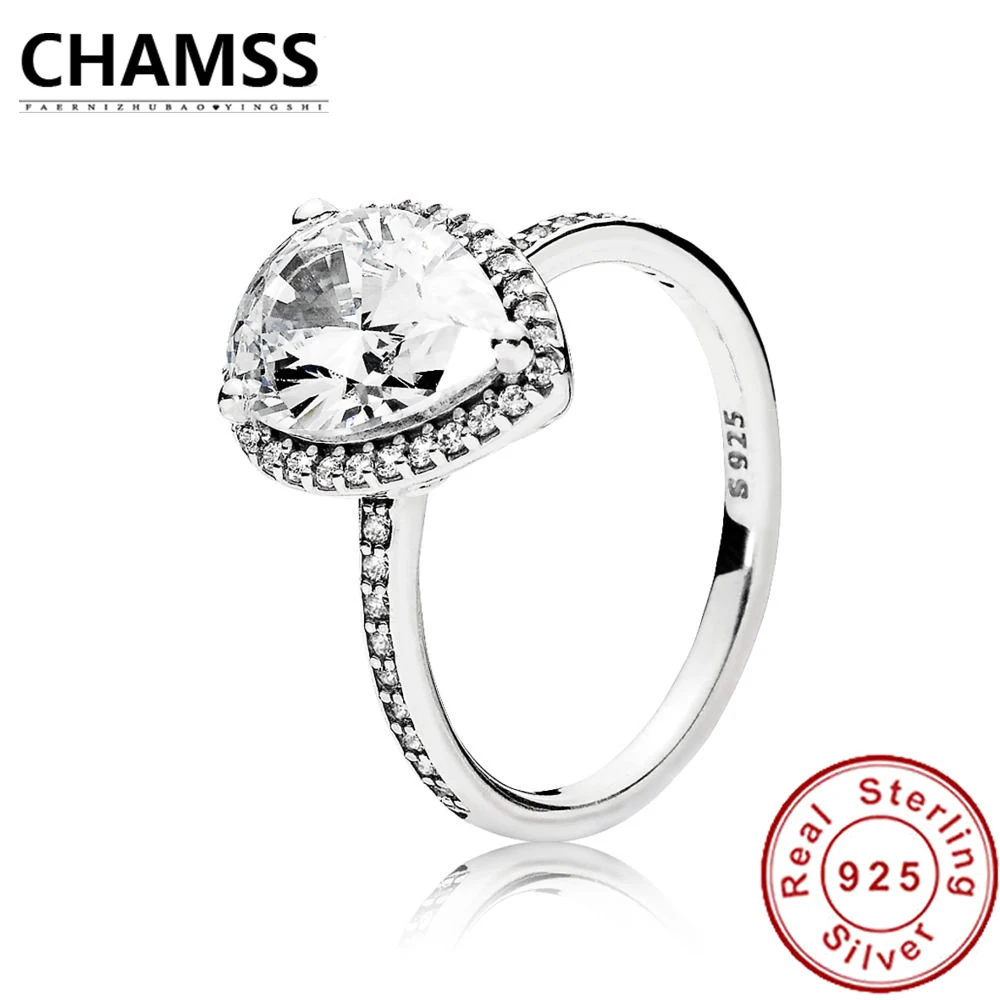 Новинка, 100% Серебро 925 пробы, сияющее большое кольцо с капелькой, оригинальное винтажное ювелирное изделие, оптовая продажа с фабрики 196251CZ