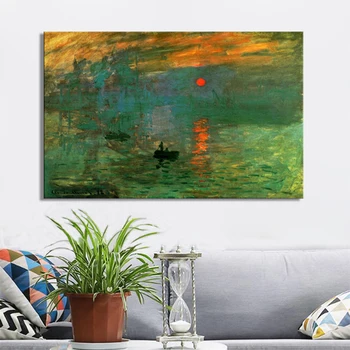 

Claude Monet's Impression Sunrise Posters and Prints on Canvas Wall Art Painting Classic Famous Painting for Living Room Decor