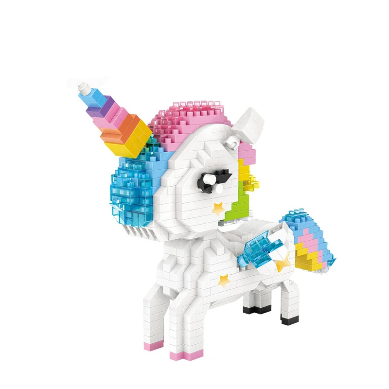 Алмазные строительные блоки с Legoe Радуга Единорог аниме фигурку мультфильм