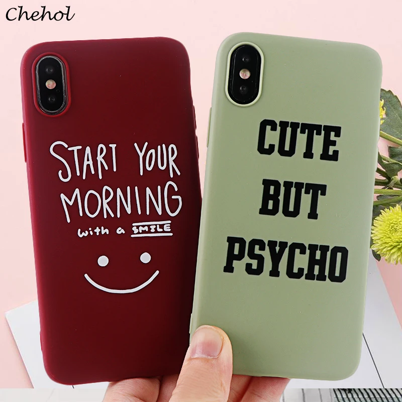 Чехлы с забавными буквами для IPhone X XS MAX XR 8 7 6 s Plus Smile мягкий силиконовый чехол