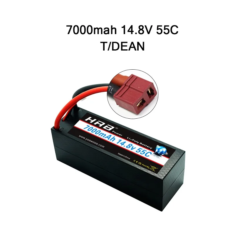 HRB Lipo 7,4 V 11,1 V 14,8 V 2S 3S 4S 2P Аккумулятор 7,4 V 7000mah 55C T DEAN XT60 MAX 110C Жесткий Чехол для RC 1/10 Scale Trx Stampede Car - Цвет: 4S2P 7000mah T