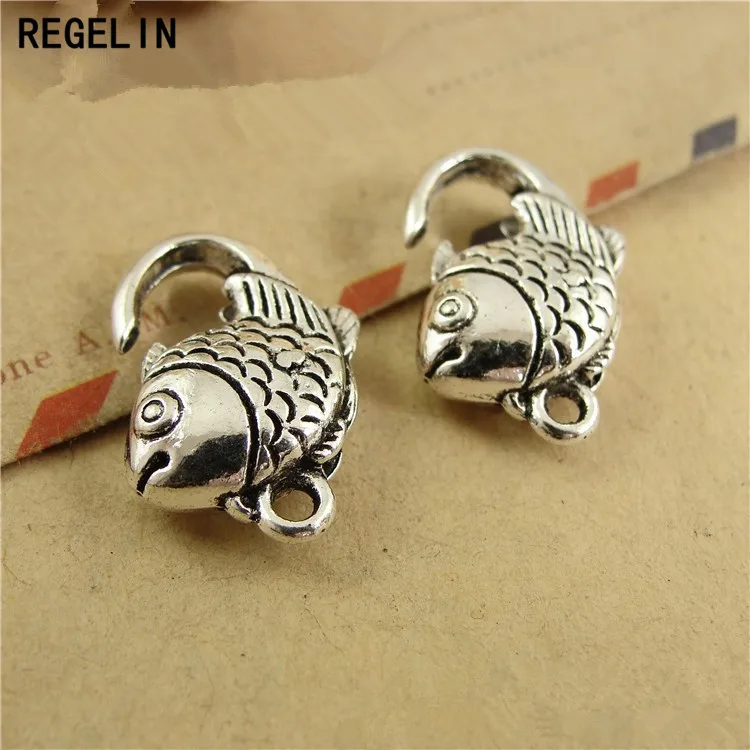 

REGELIN Antique Silver Fish Lobster Clasp Hooks 10pcs/lot 20*13MM For Necklace Bracelet Chain DIY Jewelry Accessory Findings