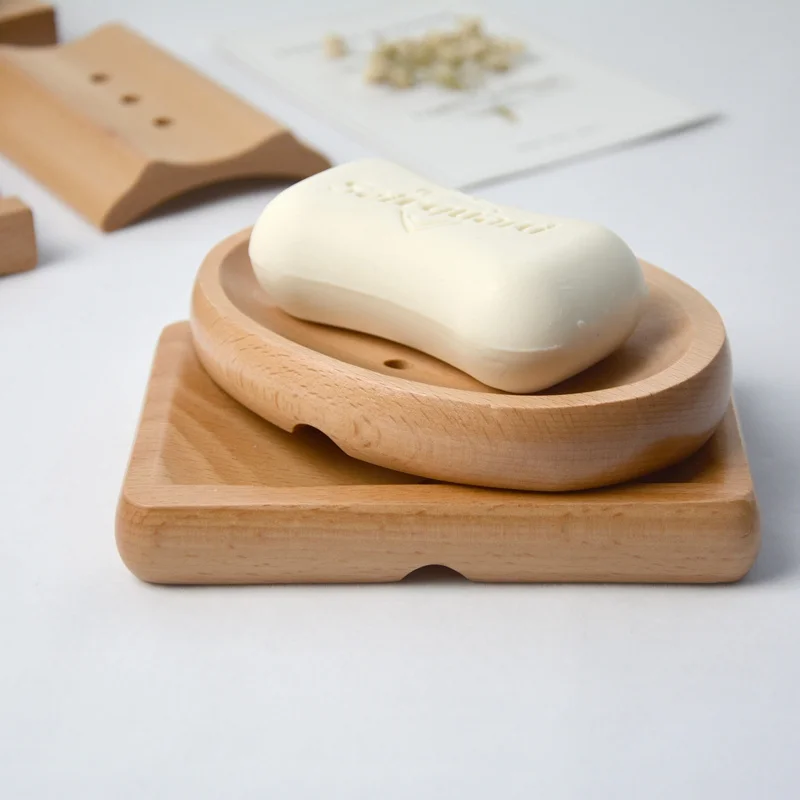 

New Creative Natural Bamboo Wooden Soap Dish Soapbox Soap Holder Shower Tray Draing Rack Bathroom Accessories