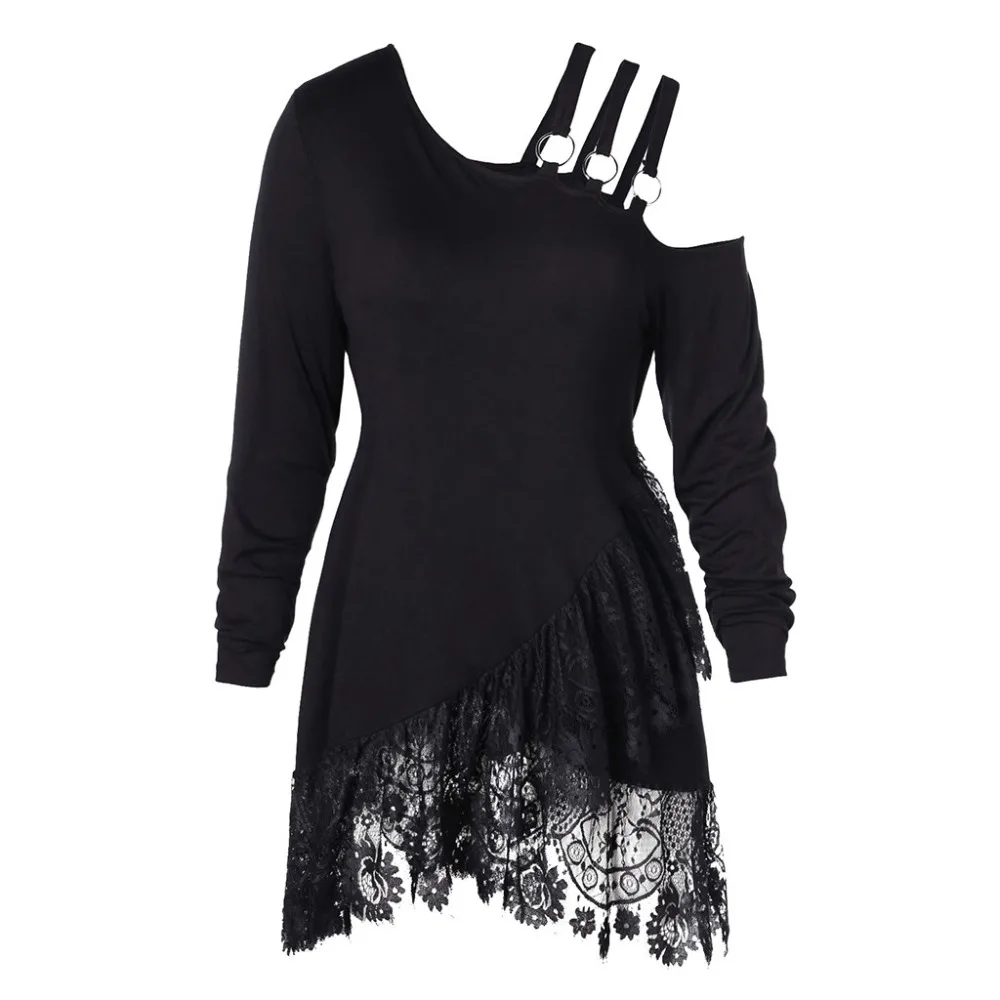 

Fashion Women Blouses Plus Size Lace Off-the-shoulder long sleeve sling Irregular Skew Collar Belt shirt Tops Blouse 5xl #SL