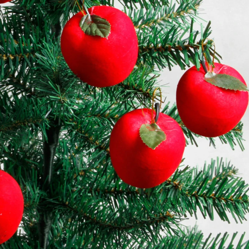 

12Pcs/bag Red Golden Apples Christmas Tree Decorations New Year Party Events Fruit Pendant Christmas Apples Hanging Gifts Orname
