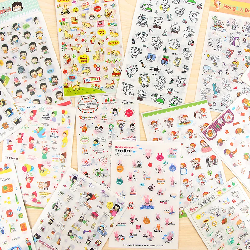 6 sheetslot kawaii cartoon stickers diary sticker