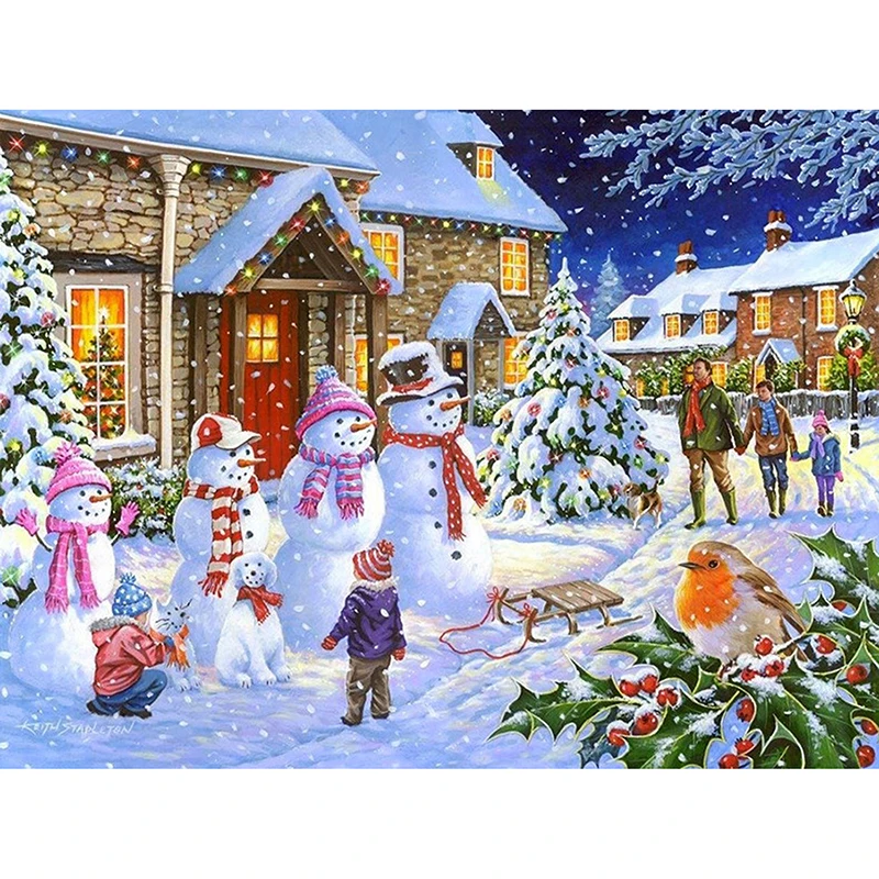 

5D DIY Diamond Embroidery "Children Making Snowmen" Diamond painting Diamonds mosaic full cross stitch Christmas gift KBL