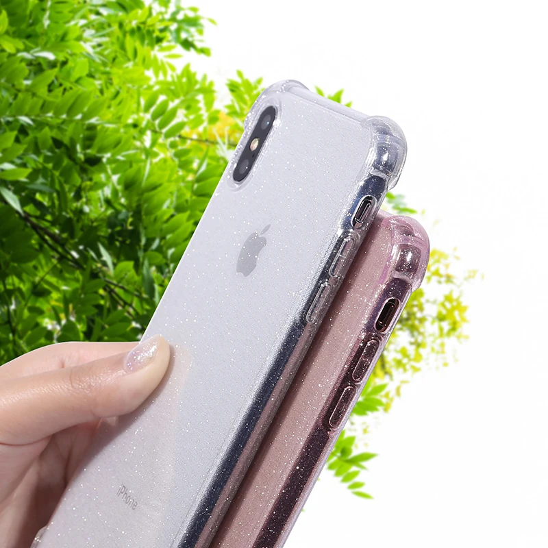 Роскошный блестящий чехол для iPhone 7 8 6 s S Plus X XR XS MAX прозрачный суперударопрочный