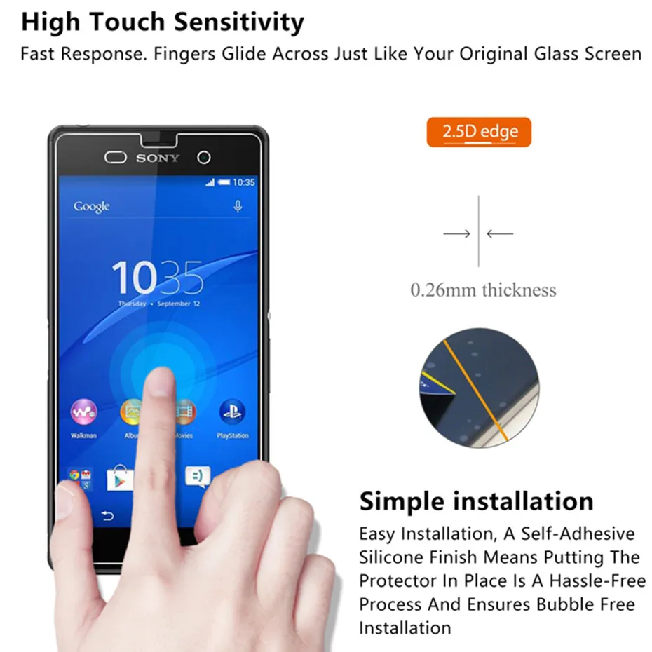 9H ультратонкое закаленное стекло для sony xperia L36H Z1 Z2 Z3 Z4 Z5 Защита экрана C3 C4 C5 M2 M4