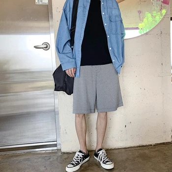 

2019 Summer New Korean Version Of The Tide Male Japanese Plaid Casual Neutral Wind Loose Ins Couple Big Size Shorts