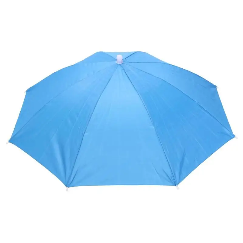 Открытый складной солнечный зонт шляпа анти-дождь эластичная лента голова зонтик шляпа Открытый рыбалка солнцезащитный инструмент головной убор шляпа Зонты - Цвет: Небесно-голубой
