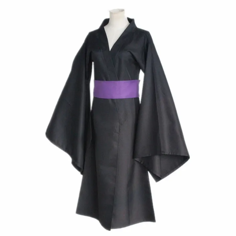 Аниме Noragami Yato Косплей Костюм Полный комплект черное кимоно юката (одежда + ремень)