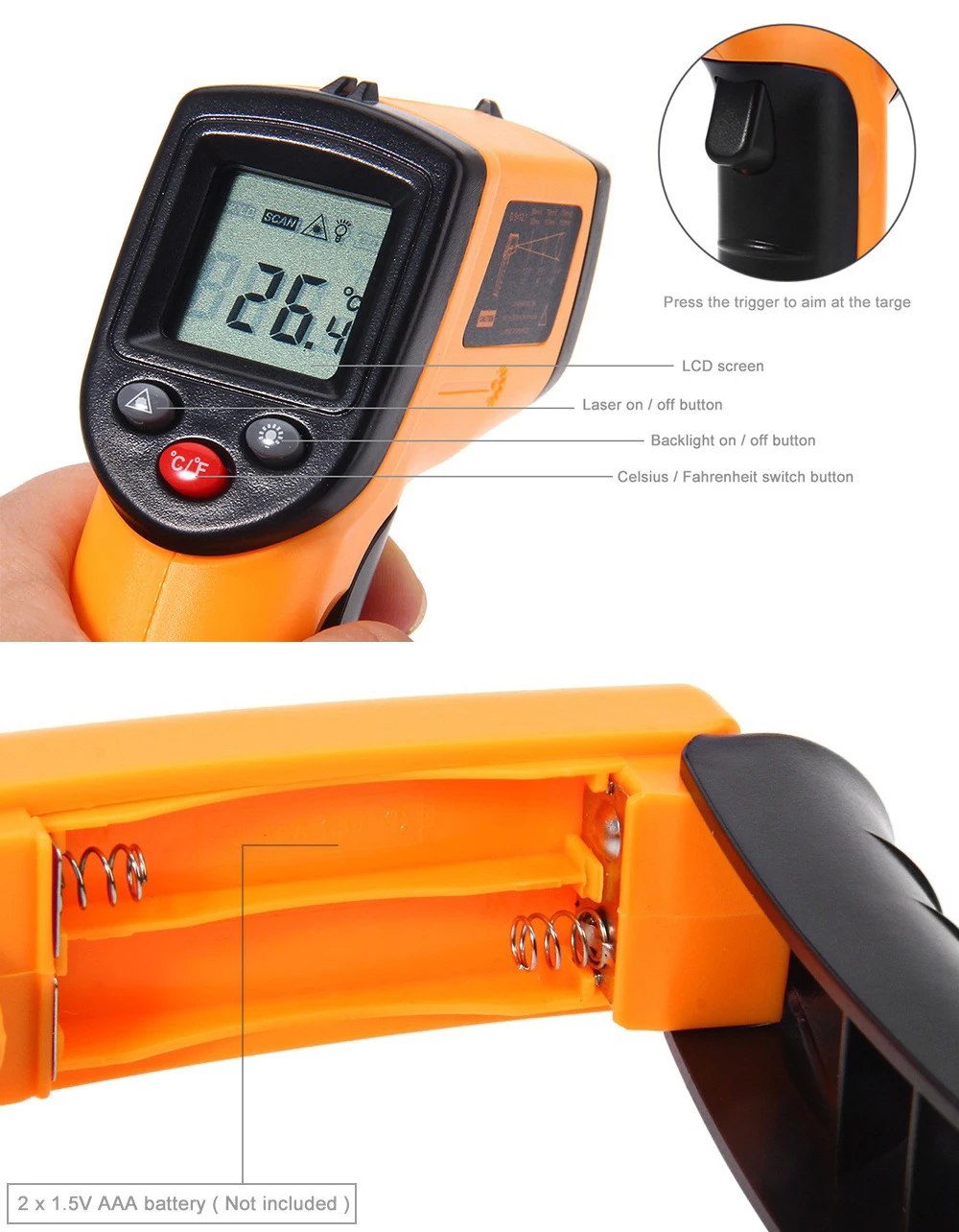 Veterinary Infrared thermometer non contact digital animals4